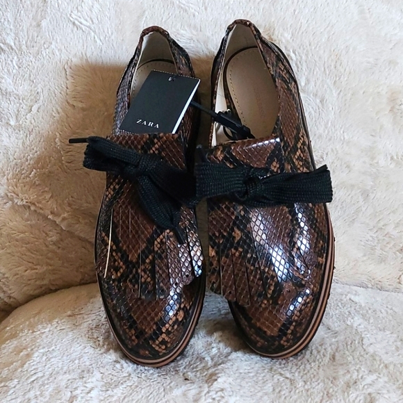 ZARA snake print lace up shoes. NEW WITH TAG